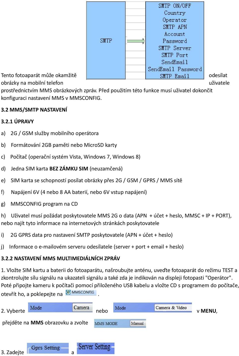 MMS/SMTP NASTAVENÍ 3.2.