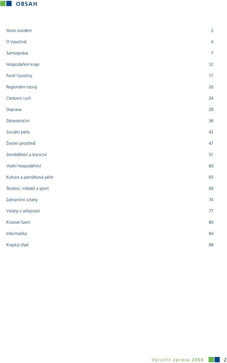 Zemědělství a lesnictví 51 Vodní hospodářství 60 Kultura a památková péče 65 Školství, mládež a