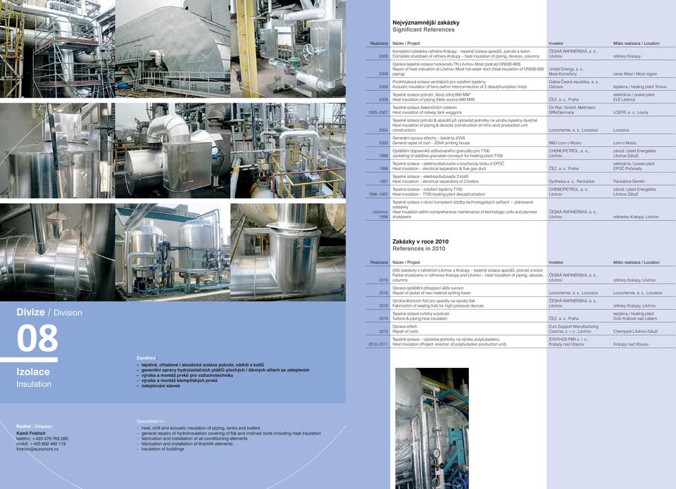 DN500-600 piping) Protihhluková izolace ventilátorů pro odsíření teplárny Acoustic insulation of fans (within Interconnection of 2 desulphurization lines) Tepelné izolace potrubí Nový zdroj 660 MW