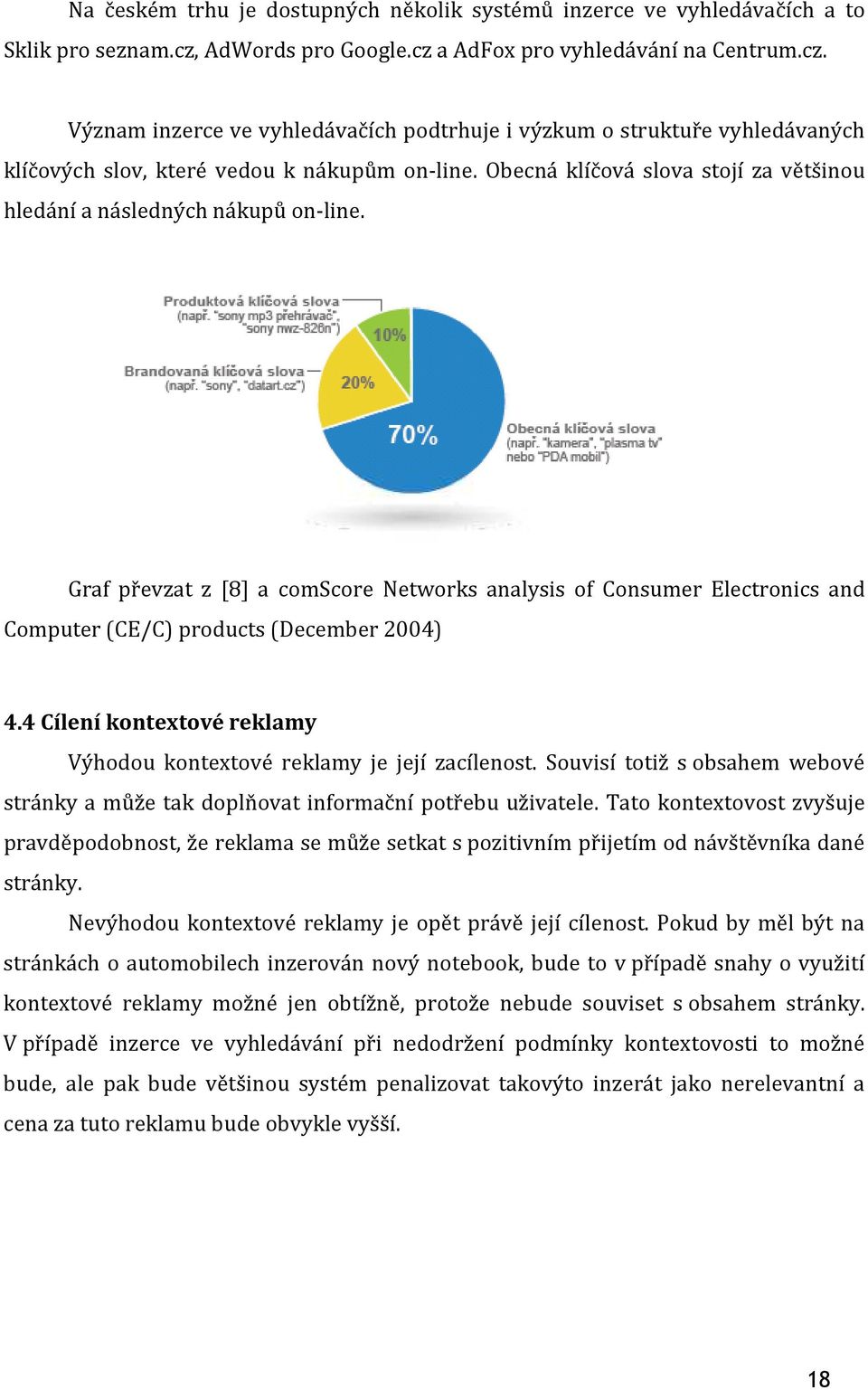 Obecná klíčová slova stojí za většinou hledání a následných nákupů on-line. Graf převzat z [8] a comscore Networks analysis of Consumer Electronics and Computer (CE/C) products (December 2004) 4.