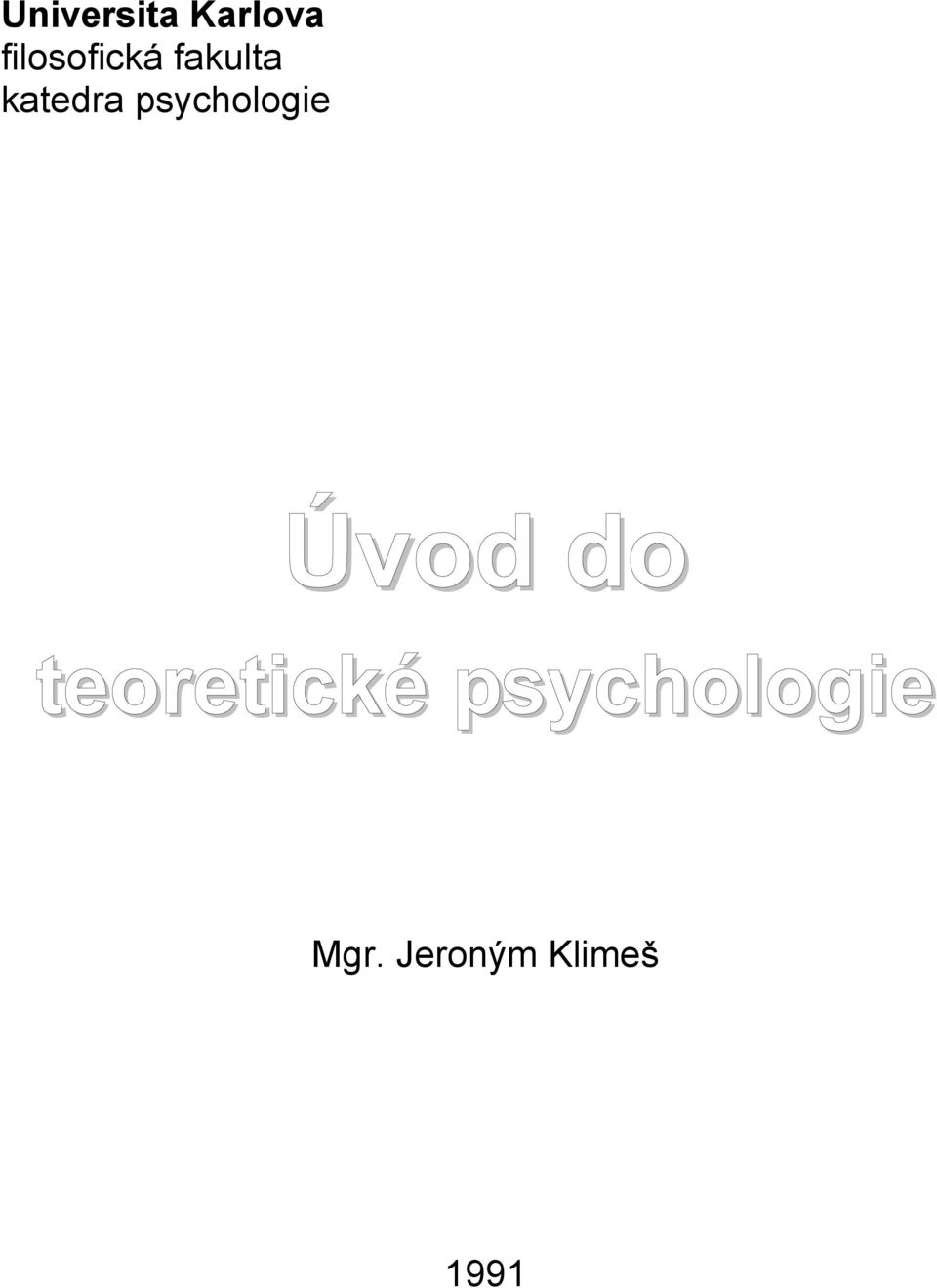 psychologie Úvod do