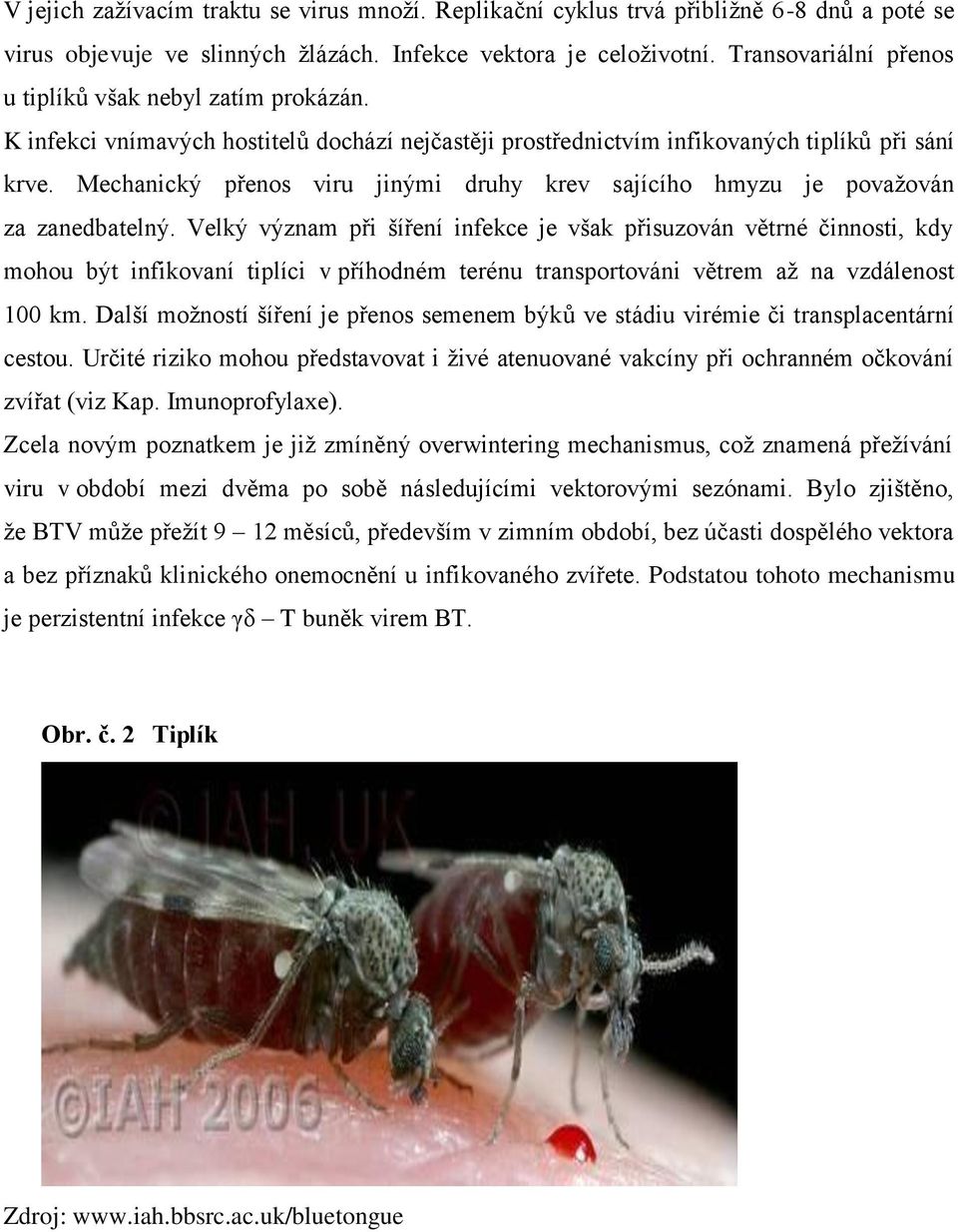 Mechanický přenos viru jinými druhy krev sajícího hmyzu je povaţován za zanedbatelný.