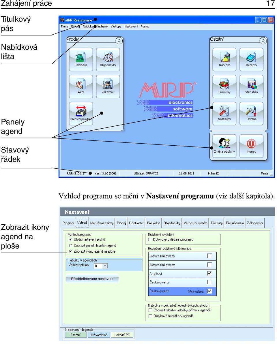 programu se mění v Nastavení programu (viz