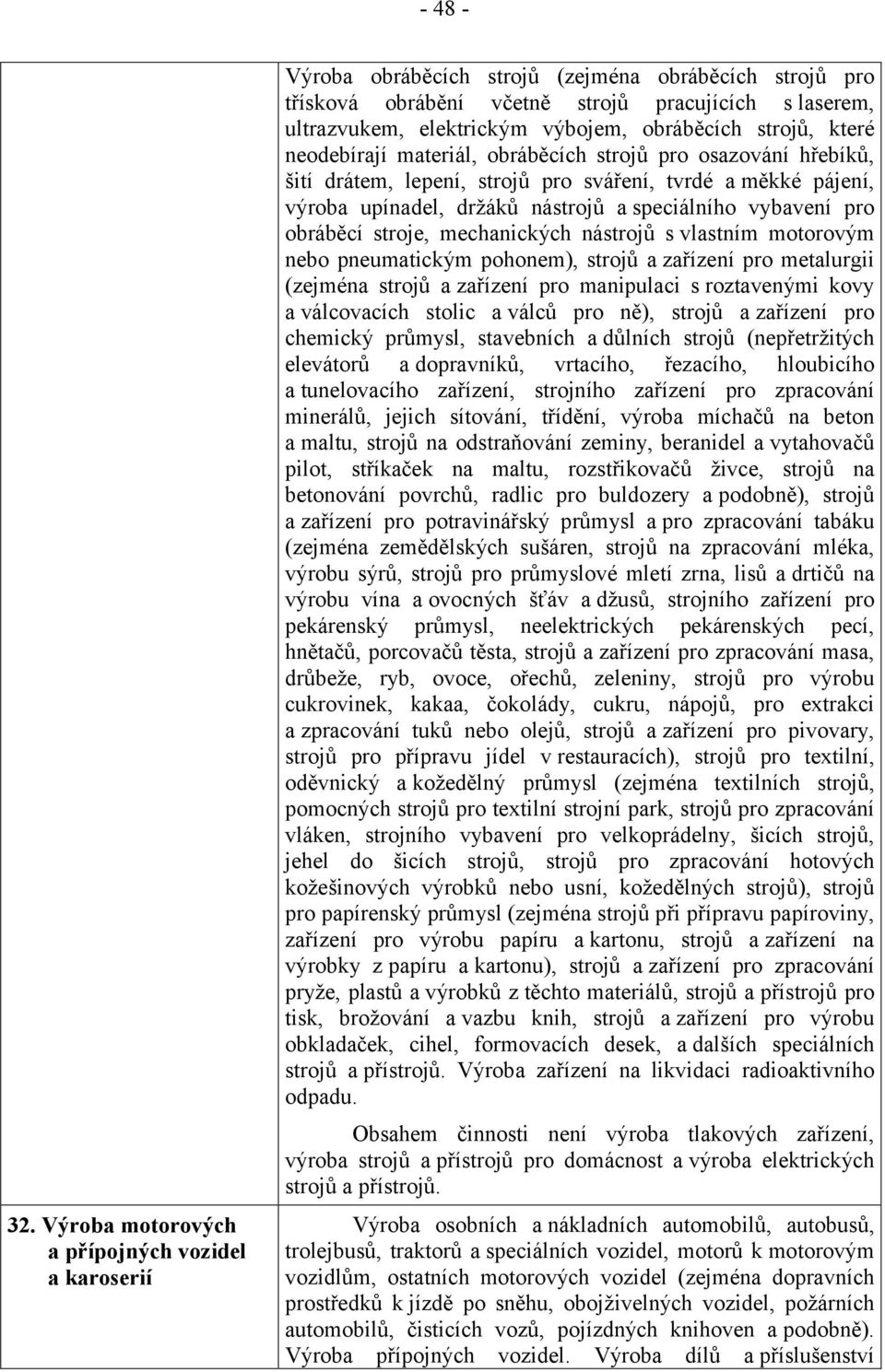 obráběcích strojů, které neodebírají materiál, obráběcích strojů pro osazování hřebíků, šití drátem, lepení, strojů pro sváření, tvrdé a měkké pájení, výroba upínadel, držáků nástrojů a speciálního