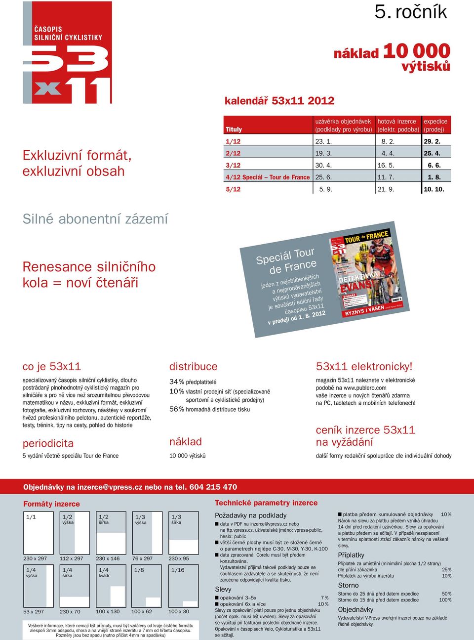 10. Silné abonentní zázemí Renesance silničního kola = noví čtenáři Speciál Tour de France jeden z nejoblíbenějších a nejprodávanějších výtisků vydavatelství je součástí ediční řady časopisu 53x11 v