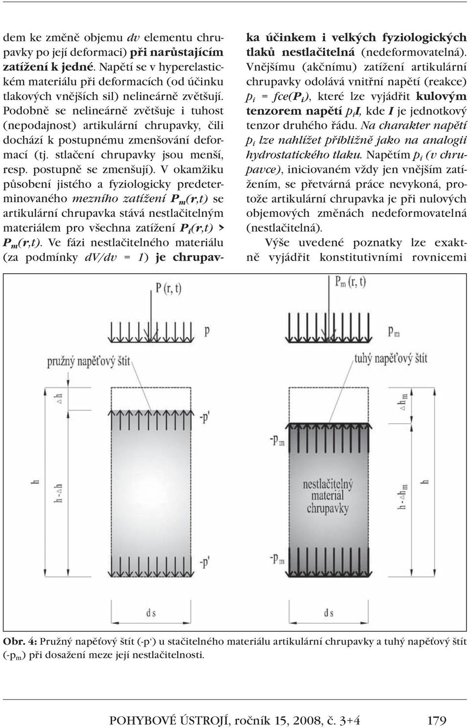 Podobně se nelineárně zvětšuje i tuhost (nepodajnost) artikulární chrupavky, čili dochází k postupnému zmenšování deformací (tj. stlačení chrupavky jsou menší, resp. postupně se zmenšují).