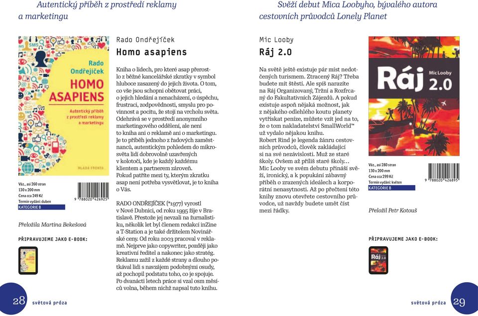 Lonely Planet Rado Ondřejíček Mic Looby Homo asapiens Ráj 2.0 Kniha o lidech, pro které asap přerostlo z běžné kancelářské zkratky v symbol hluboce zasazený do jejich života.