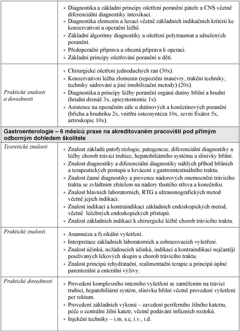 P edopera ní p íprava a obecná p íprava k operaci. Základní principy ošet ování poran ní u d tí. Praktické znalosti a dovednosti Chirurgické ošet ení jednoduchých ran (30x).