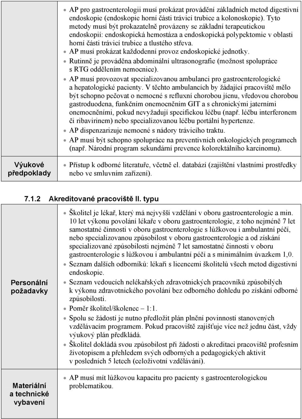 AP musí prokázat každodenní provoz endoskopické jednotky. Rutinn je provád na abdominální ultrasonografie (možnost spolupráce s RTG odd lením nemocnice).