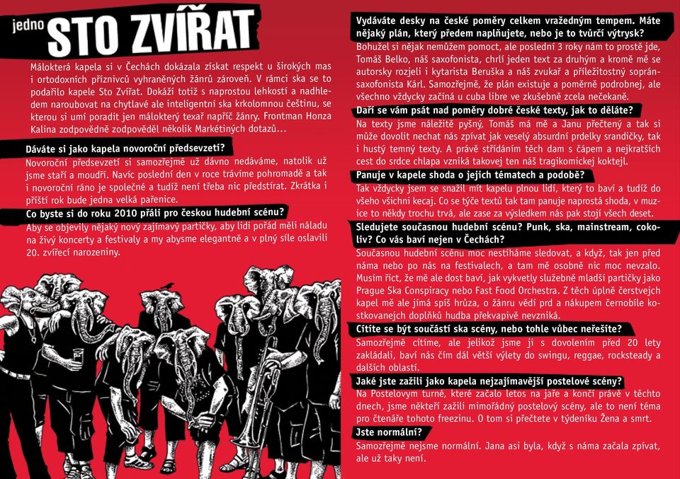 Frontman Honza Kalina zodpovědně zodpověděl několik Markétiných dotazů Dáváte si jako kapela novoroční předsevzetí?