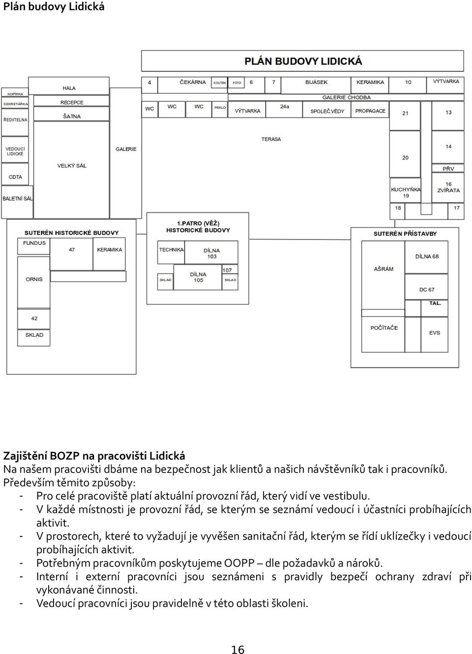 - V každé místnosti je provozní řád, se kterým se seznámí vedoucí i účastníci probíhajících aktivit.