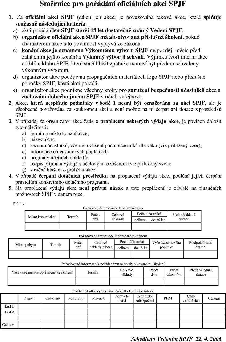 b) organizátor oficiální akce SPJF má absolvovaná příslušná školení, pokud charakterem akce tato povinnost vyplývá ze zákona.