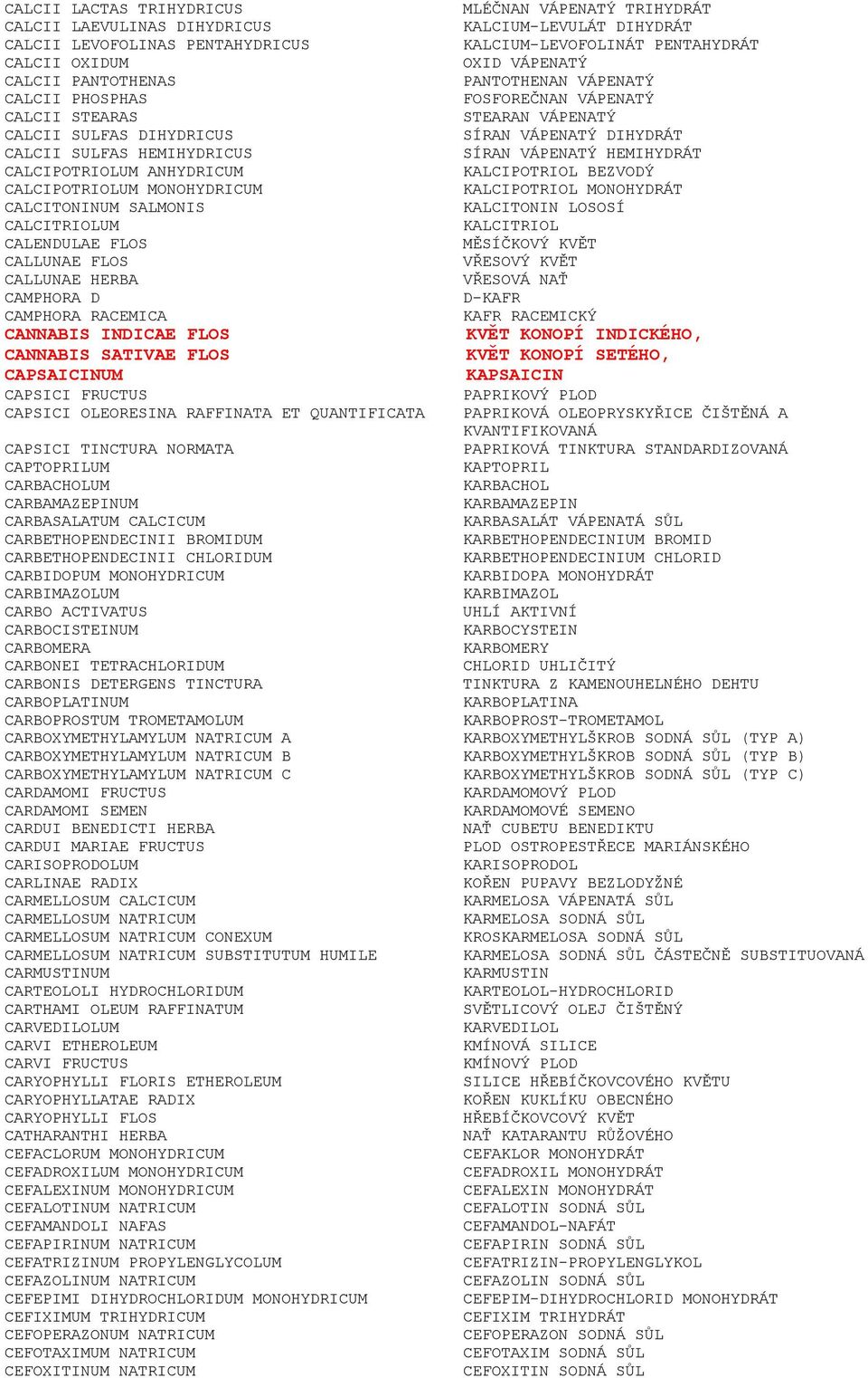 HEMIHYDRÁT CALCIPOTRIOLUM ANHYDRICUM KALCIPOTRIOL BEZVODÝ CALCIPOTRIOLUM MONOHYDRICUM KALCIPOTRIOL MONOHYDRÁT CALCITONINUM SALMONIS KALCITONIN LOSOSÍ CALCITRIOLUM KALCITRIOL CALENDULAE FLOS MĚSÍČKOVÝ