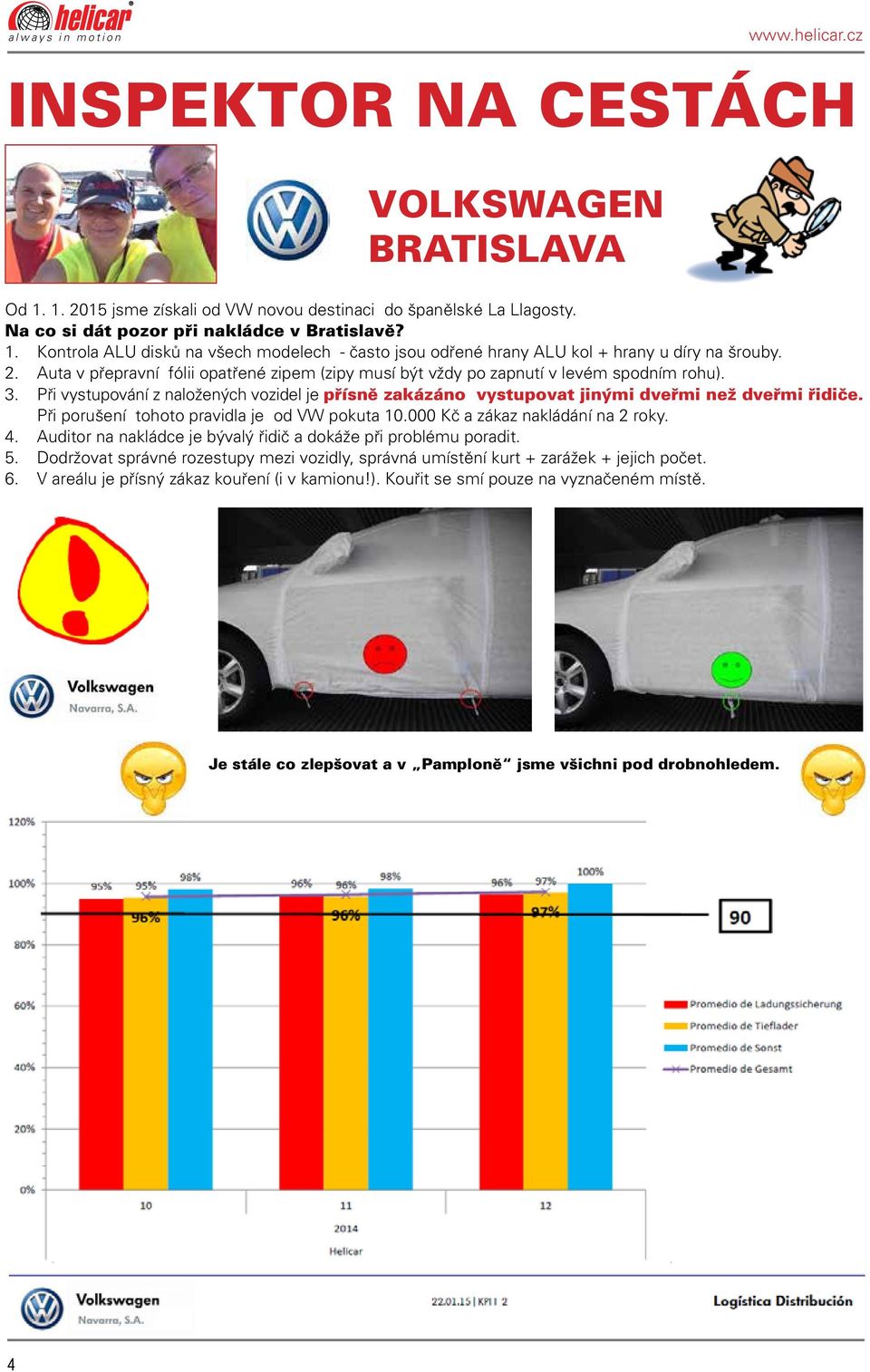 Při porušení tohoto pravidla je od VW pokuta 10.000 Kč a zákaz nakládání na 2 roky. 4. Auditor na nakládce je bývalý řidič a dokáže při problému poradit. 5.