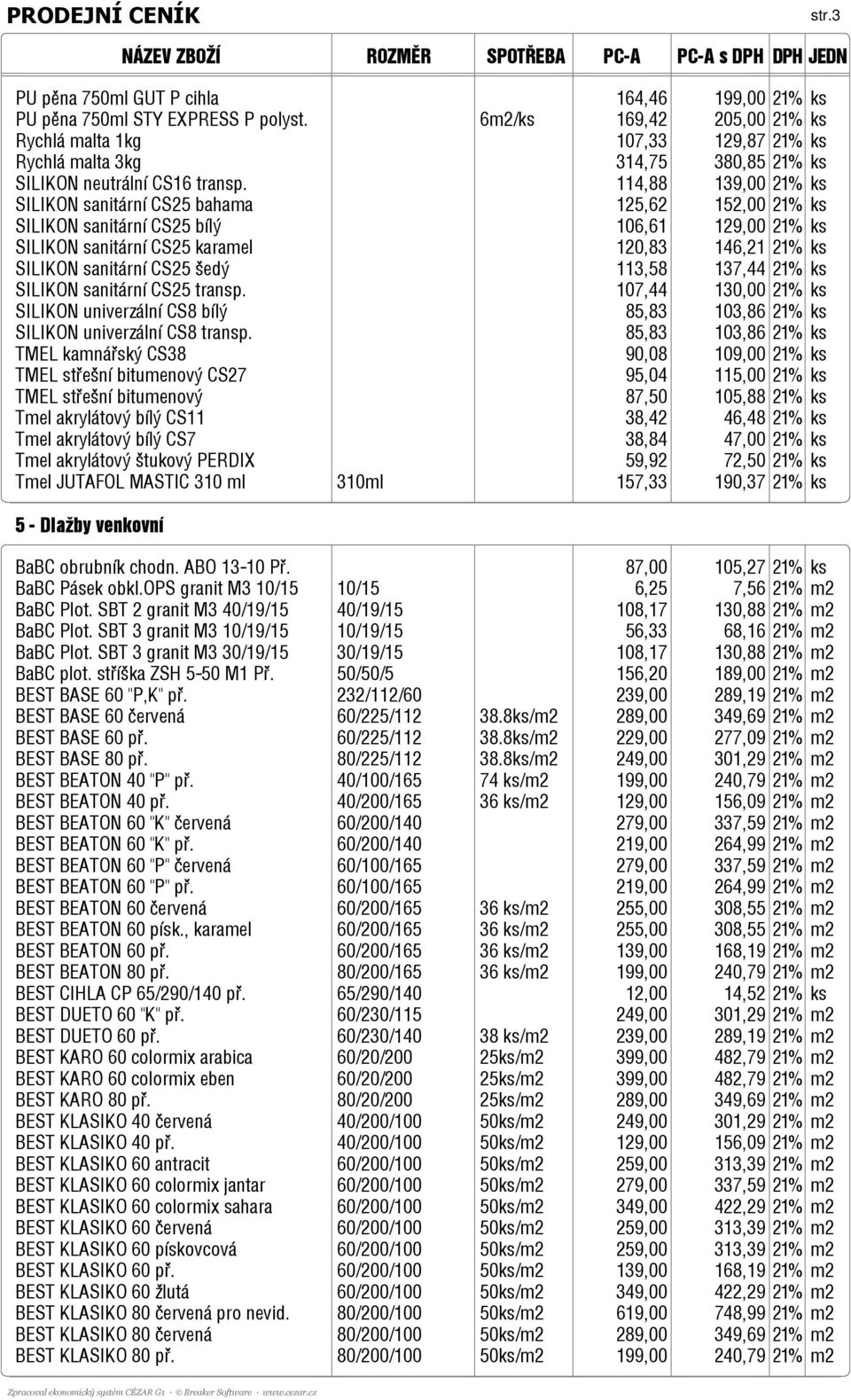 114,88 139,00 21% ks SILIKON sanitární CS25 bahama 125,62 152,00 21% ks SILIKON sanitární CS25 bílý 106,61 129,00 21% ks SILIKON sanitární CS25 karamel 120,83 146,21 21% ks SILIKON sanitární CS25