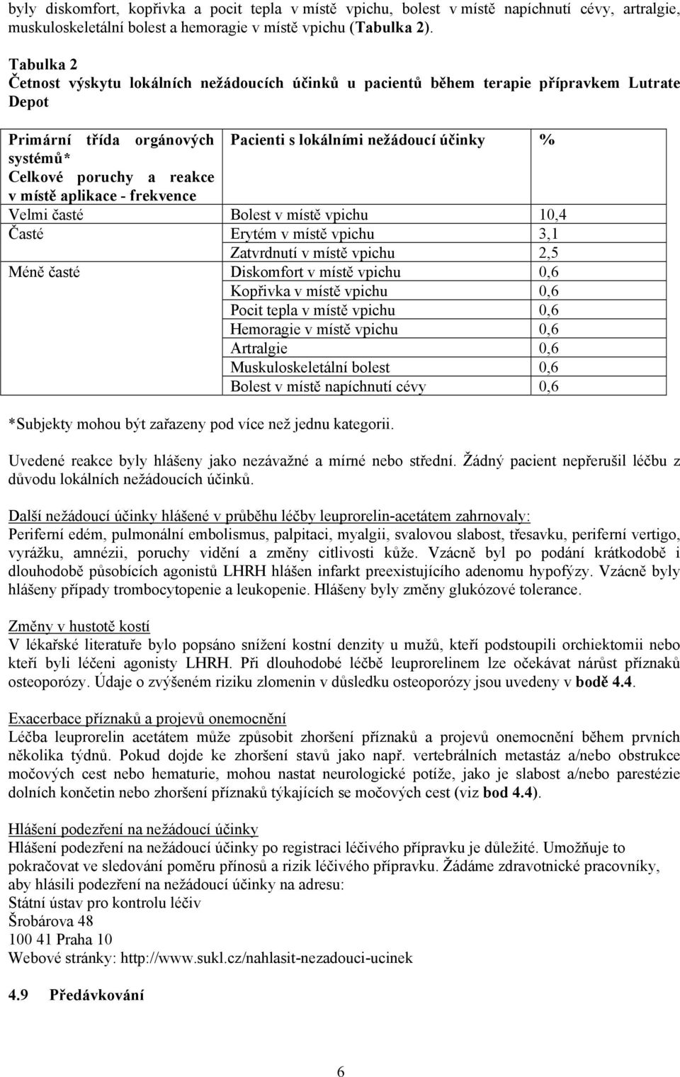 reakce v místě aplikace - frekvence Velmi časté Bolest v místě vpichu 10,4 Časté Erytém v místě vpichu 3,1 Zatvrdnutí v místě vpichu 2,5 Méně časté Diskomfort v místě vpichu 0,6 Kopřivka v místě