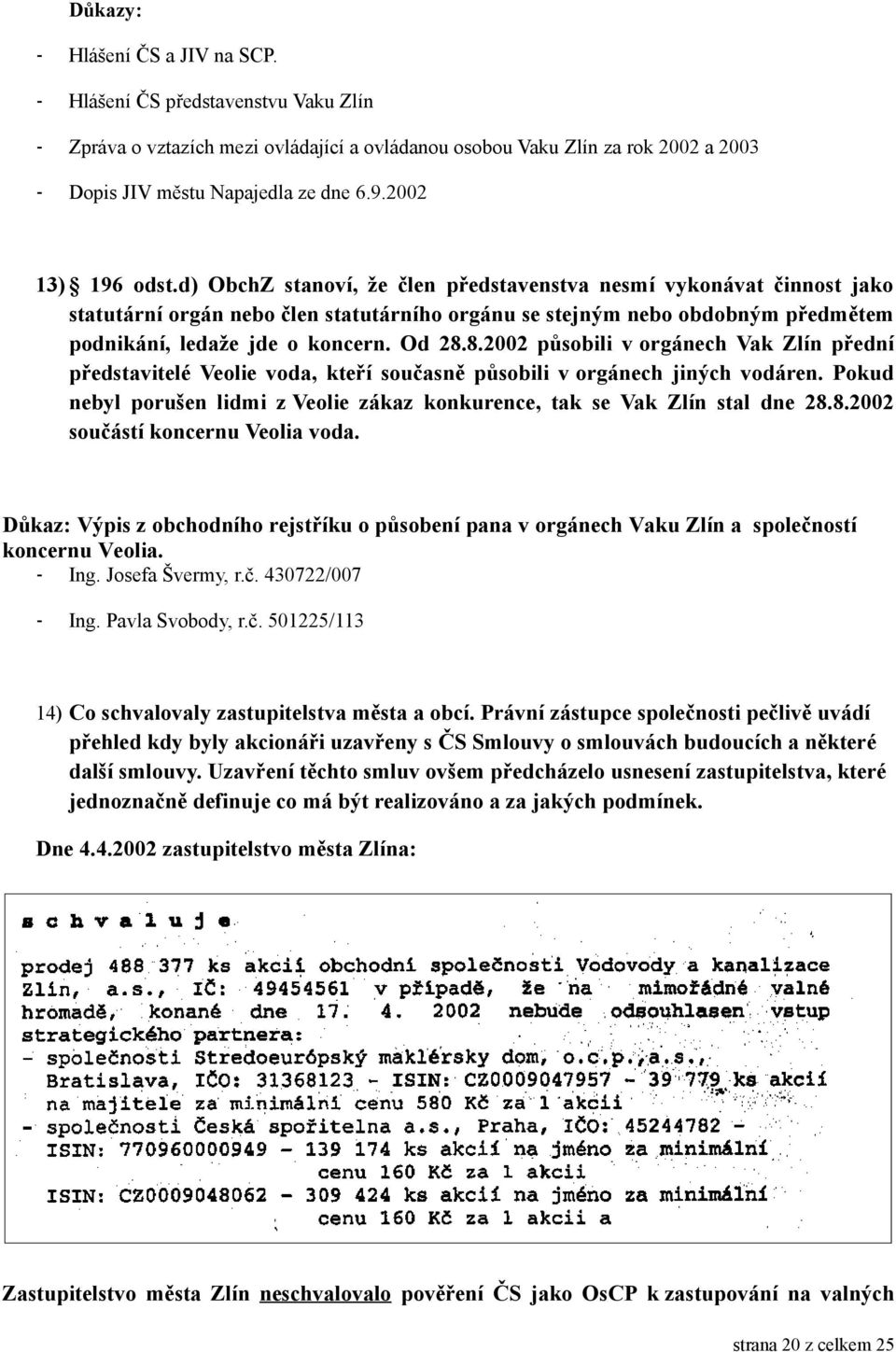 d) ObchZ stanoví, že člen představenstva nesmí vykonávat činnost jako statutární orgán nebo člen statutárního orgánu se stejným nebo obdobným předmětem podnikání, ledaže jde o koncern. Od 28.