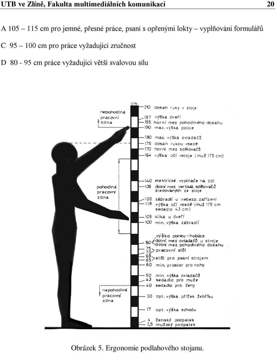 formulářů C 95 100 cm pro práce vyžadující zručnost D 80-95 cm