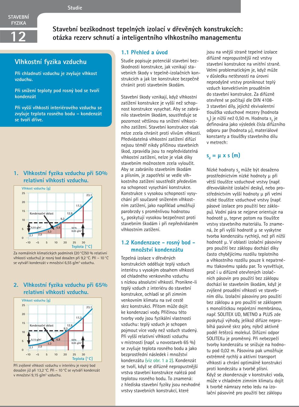 9,3 Studie Vlhkostní fyzika vzduchu Stavební bezškodnost tepelných izolací v dřevěných konstrukcích: otázka rezerv schnutí a inteligentního vlhkostního managementu Při chladnutí vzduchu je zvyšuje