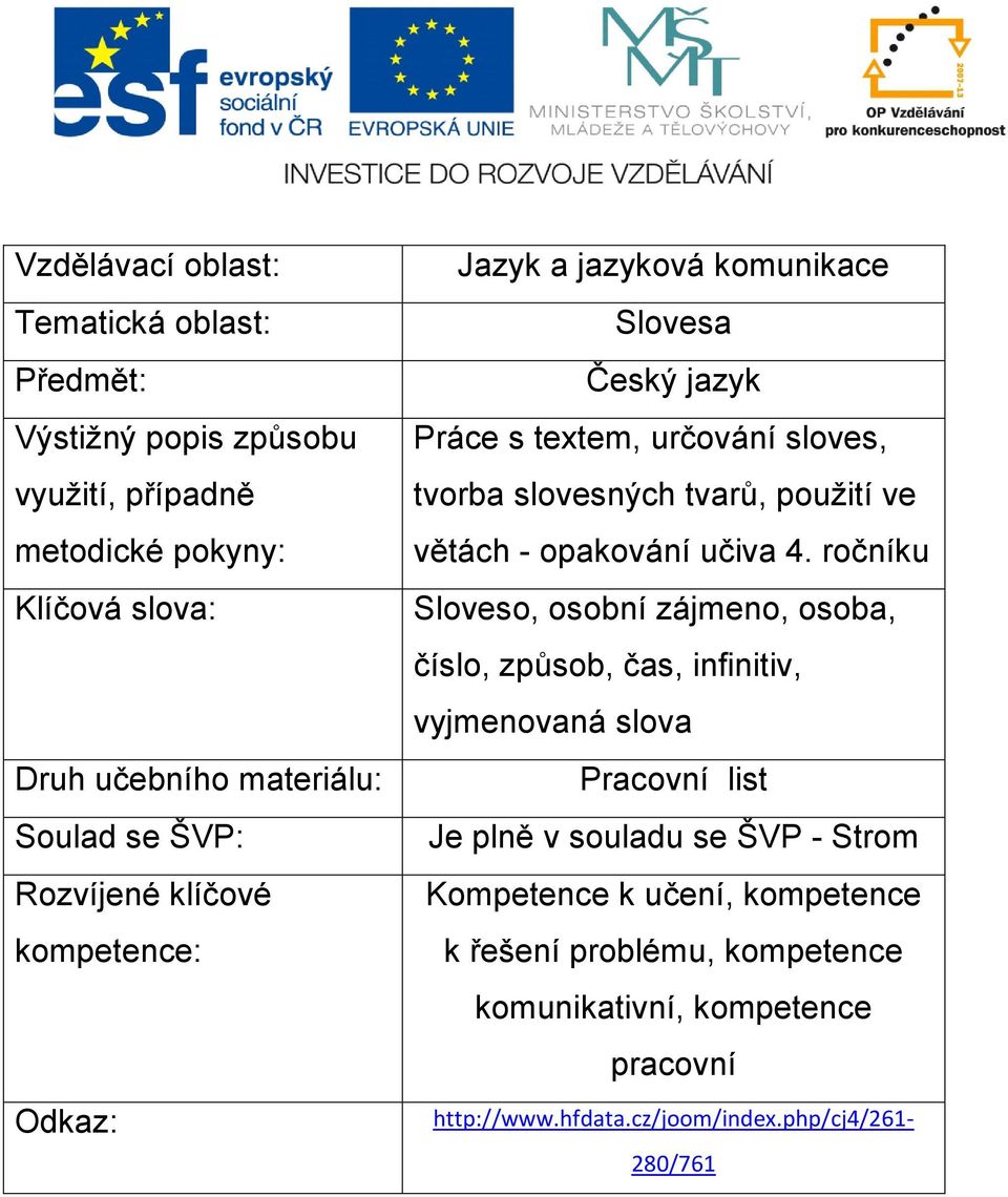 ve větách - opakování učiva 4.