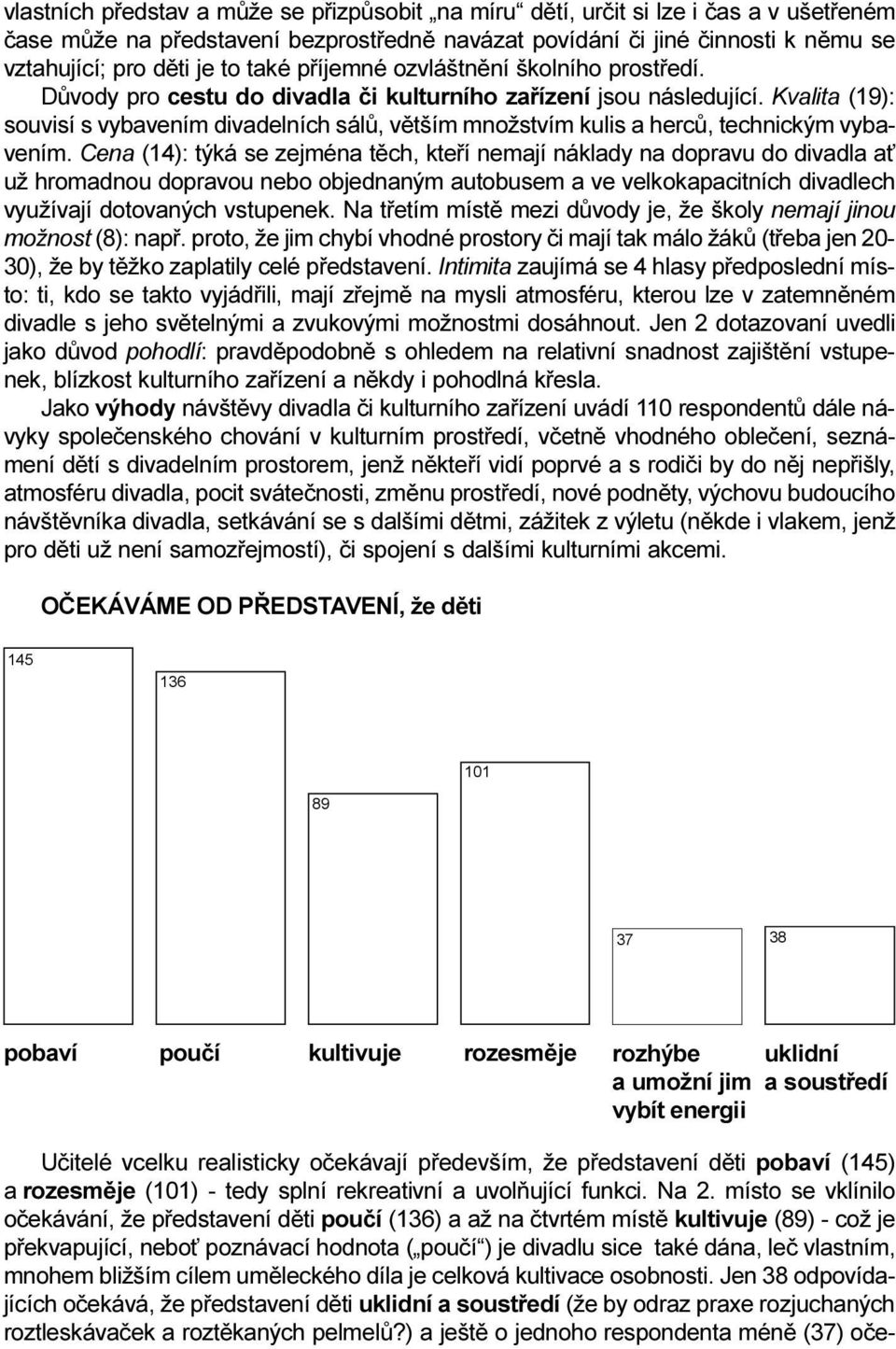 Kvalita (19): souvisí s vybavením divadelních sálù, vìtším množstvím kulis a hercù, technickým vybavením.