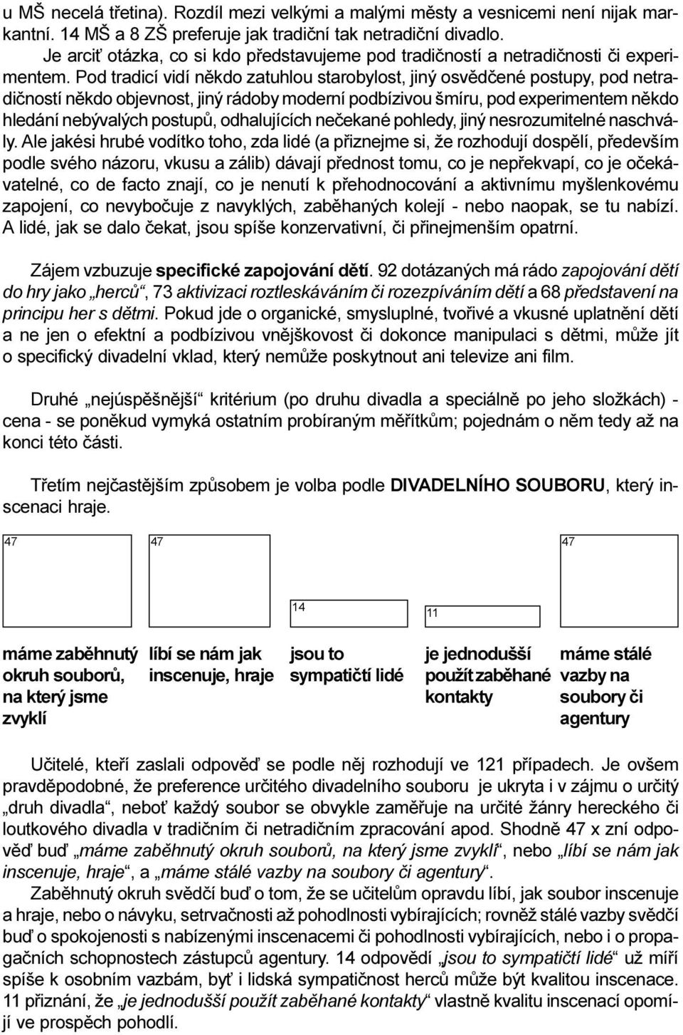 Pod tradicí vidí nìkdo zatuhlou starobylost, jiný osvìdèené postupy, pod netradièností nìkdo objevnost, jiný rádoby moderní podbízivou šmíru, pod experimentem nìkdo hledání nebývalých postupù,