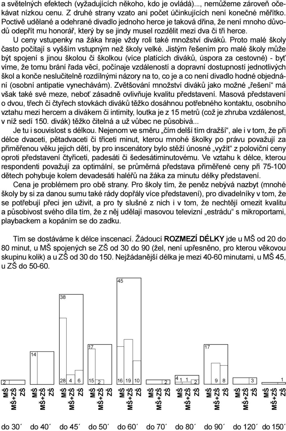 U ceny vstupenky na žáka hraje vždy roli také množství divákù. Proto malé školy èasto poèítají s vyšším vstupným než školy velké.