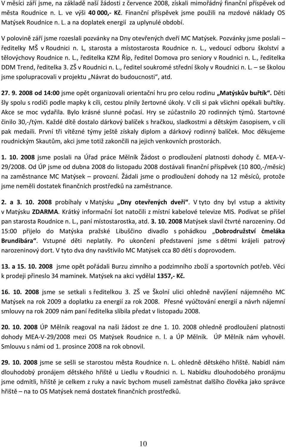 Pozvánky jsme poslali ředitelky MŠ v Roudnici n. L, starosta a místostarosta Roudnice n. L., vedoucí odboru školství a tělovýchovy Roudnice n. L., ředitelka KZM Říp, ředitel Domova pro seniory v Roudnici n.