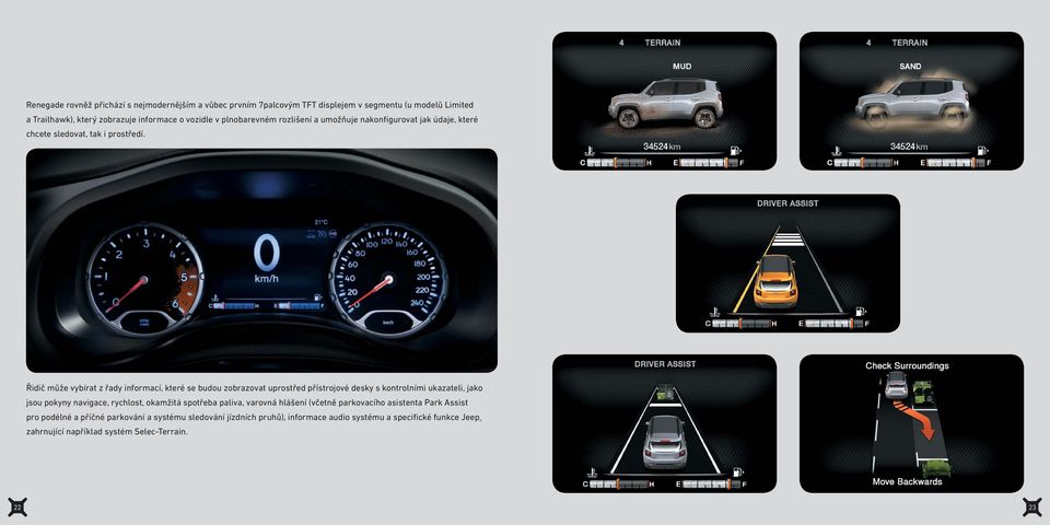 Řidič může vybírat z řady informací, které se budou zobrazovat uprostřed přístrojové desky s kontrolními ukazateli, jako jsou pokyny navigace, rychlost, okamžitá