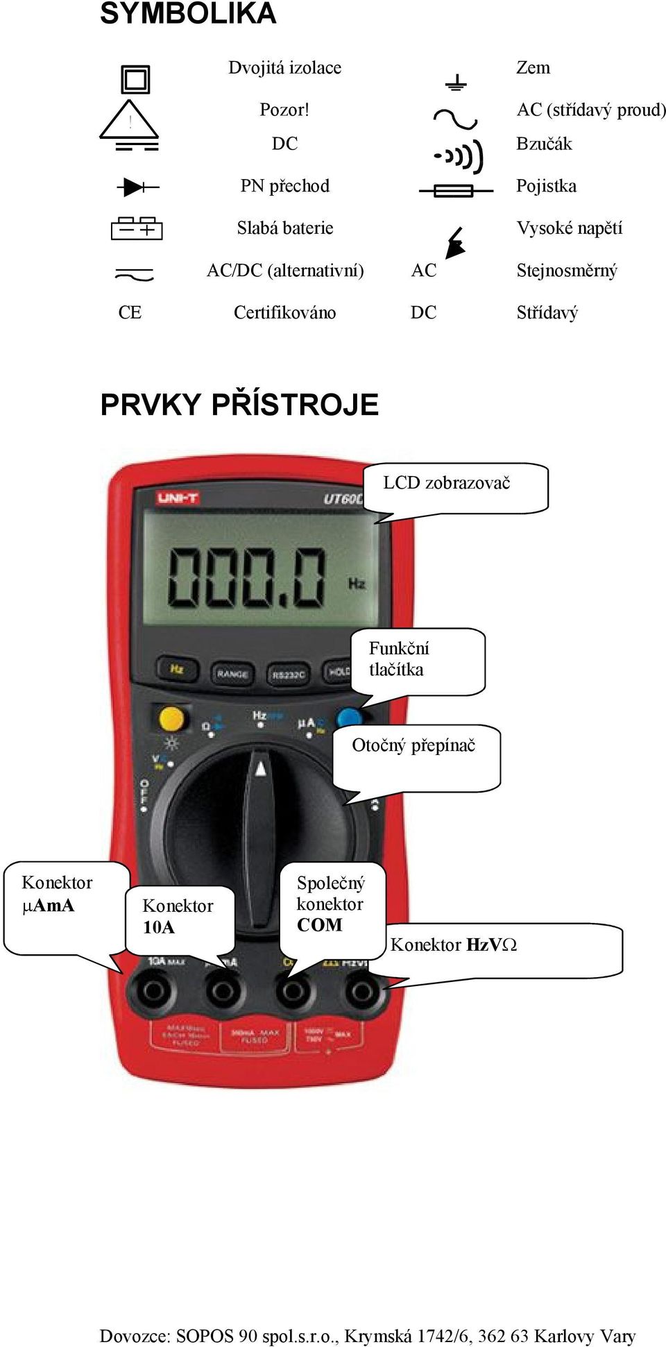 Stejnosměrný CE Certifikováno DC Střídavý PRVKY PŘÍSTROJE LCD zobrazovač