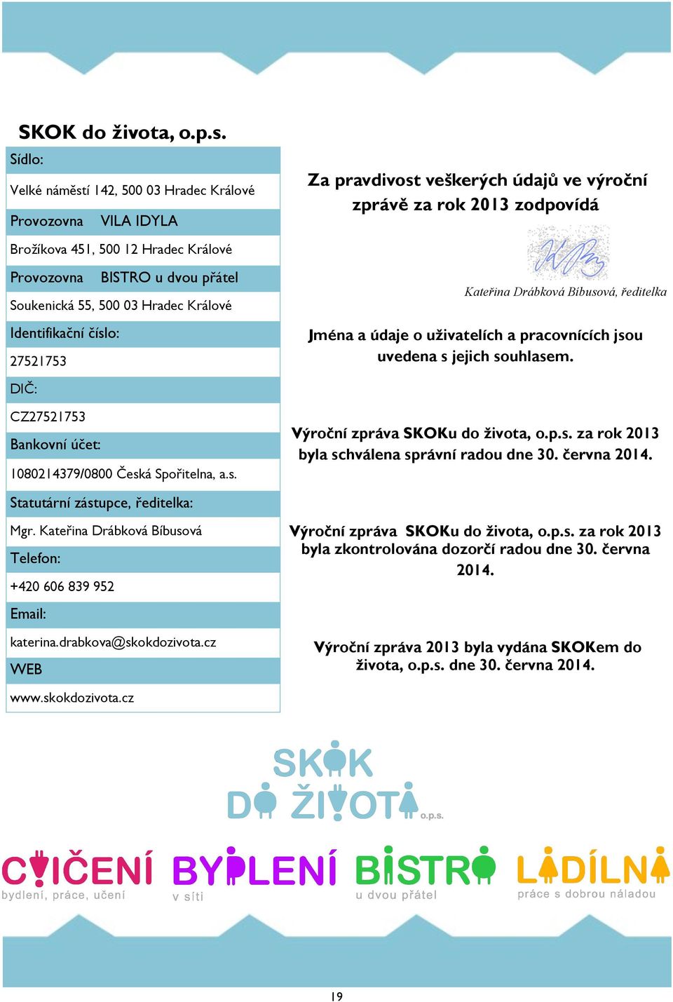 dvou přátel Soukenická 55, 500 03 Hradec Králové Identifikační číslo: 27521753 Kateřina Drábková Bíbusová, ředitelka Jména a údaje o uživatelích a pracovnících jsou uvedena s jejich souhlasem.