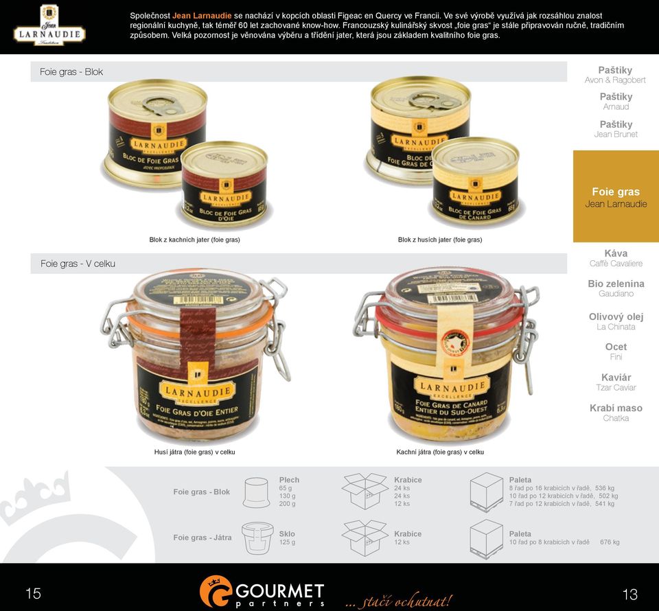 - Blok - V celku Blok z kachních jater (foie gras) Blok z husích jater (foie gras) Husí játra (foie gras) v celku Kachní játra (foie gras) v celku - Blok Plech 65 g 130 g 200 g 24