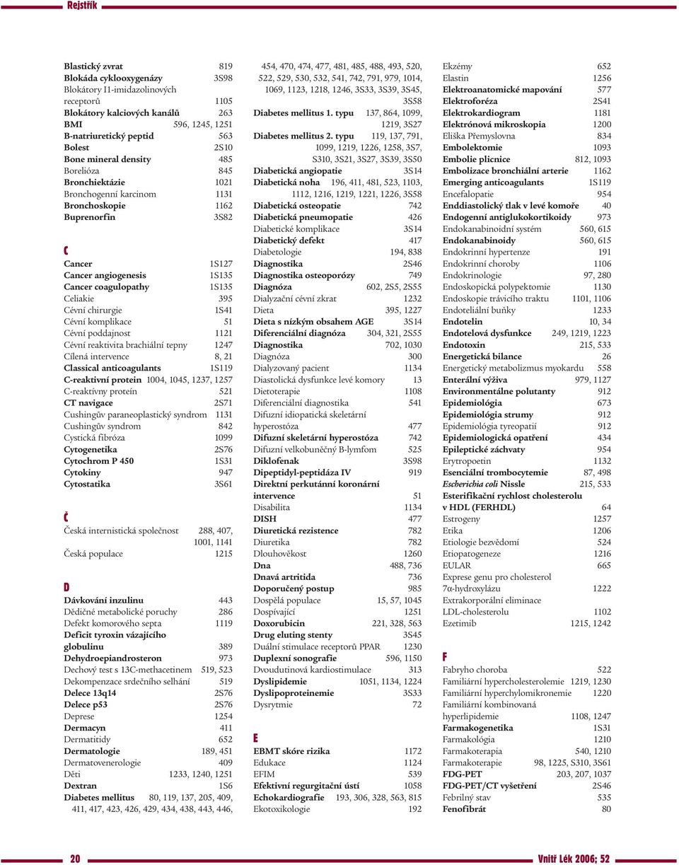 chirurgie 1S41 Cévní komplikace 51 Cévní poddajnost 1121 Cévní reaktivita brachiální tepny 1247 Cílená intervence 8, 21 Classical anticoagulants 1S119 C-reaktivní protein 1004, 1045, 1237, 1257