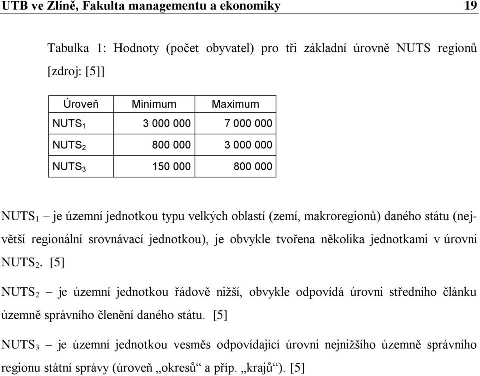 srovnávací jednotkou), je obvykle tvořena několika jednotkami v úrovni NUTS 2.