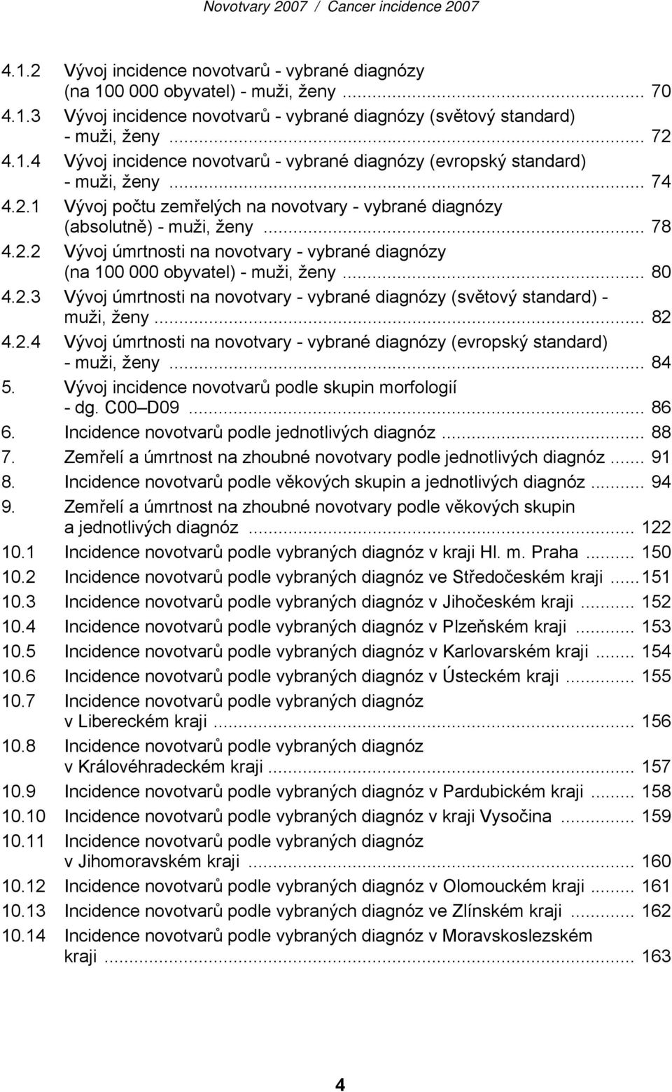 .. 82 4.2.4 Vývoj úmrtnosti na novotvary - vybrané diagnózy (evropský ) - muži, ženy... 84 5. Vývoj incidence novotvarů podle skupin morfologií - dg. C00 D09... 86 6.