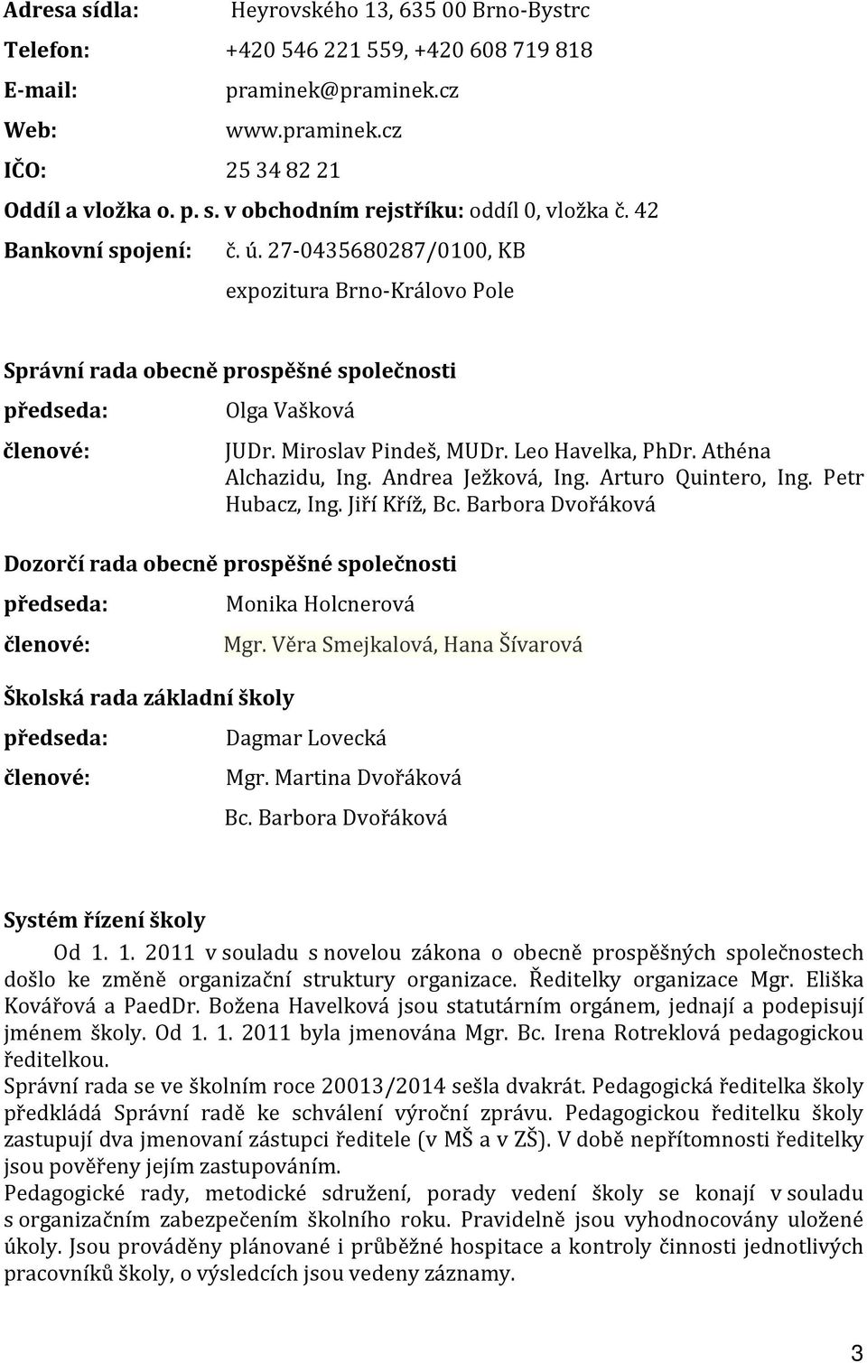 Athéna Alchazidu, Ing. Andrea Ježková, Ing. Arturo Quintero, Ing. Petr Hubacz, Ing. Jiří Kříž, Bc.