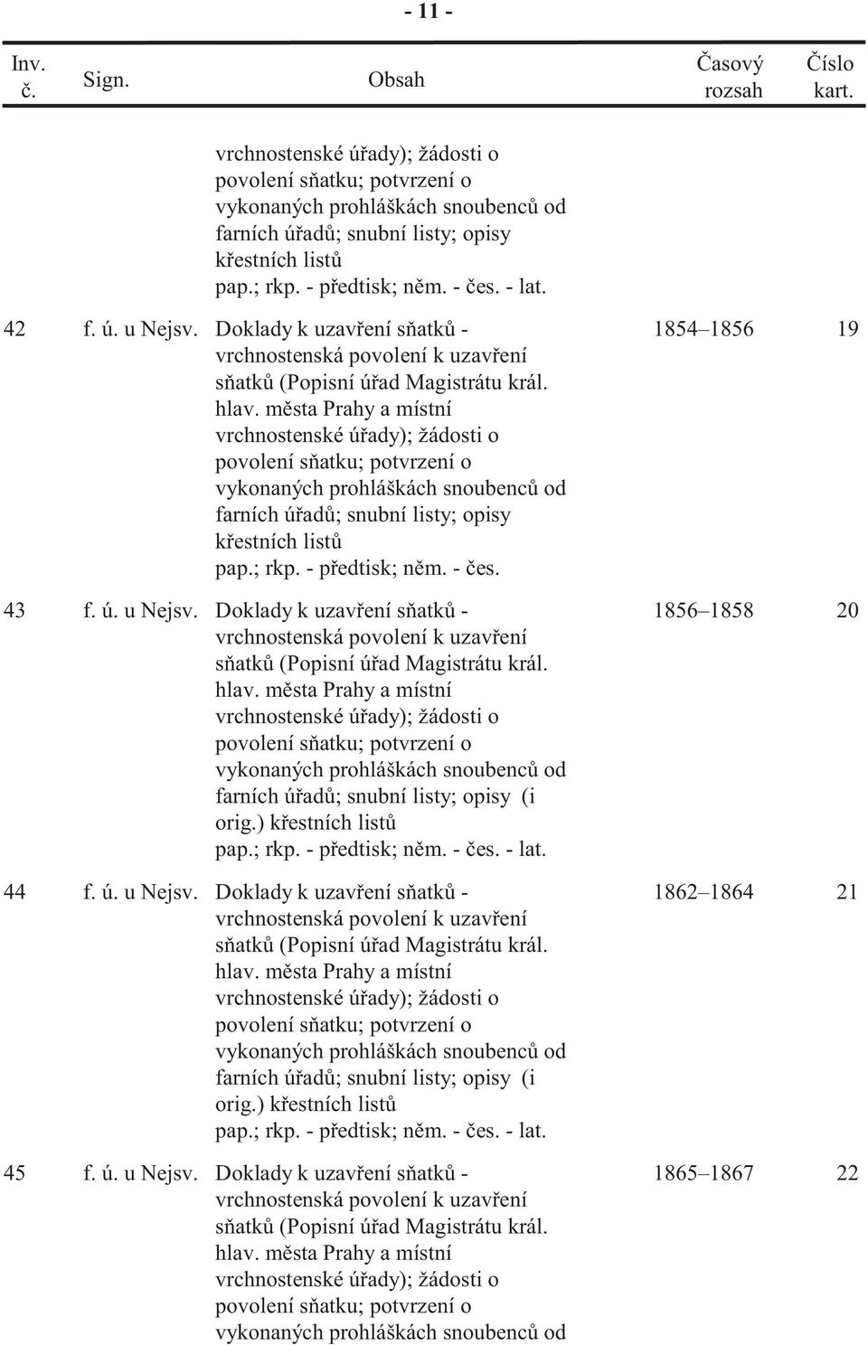 Doklady k uzav ení s atk - (i orig.) k estních list pap.; rkp. - p edtisk; n m. - es. - lat. 1856 1858 20 44 f. ú.