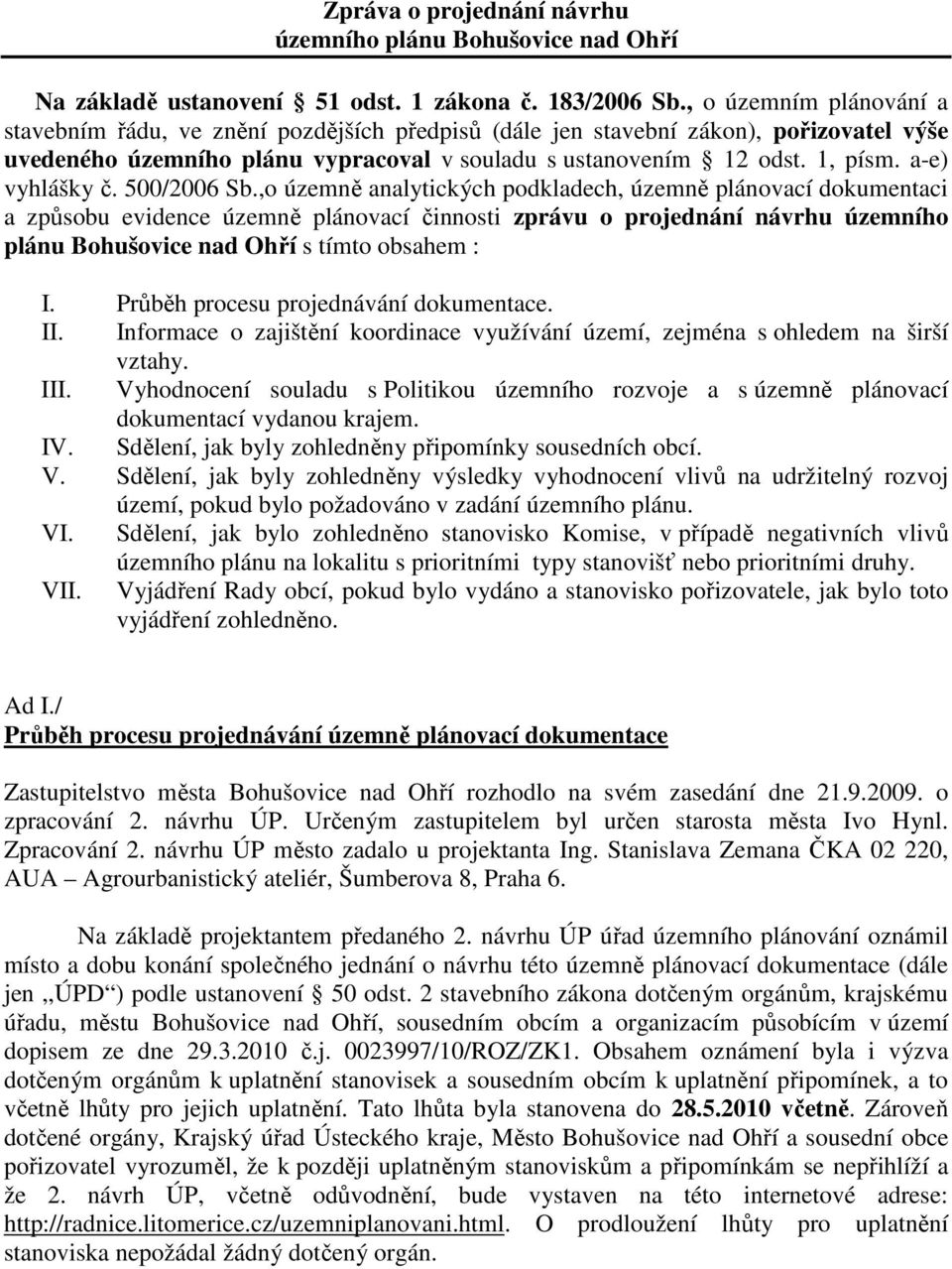 a-e) vyhlášky č. 500/2006 Sb.