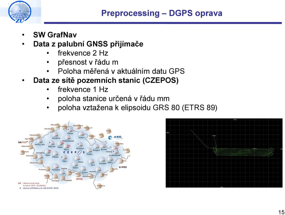 GPS Data ze sítě pozemních stanic (CZEPOS) frekvence 1 Hz poloha