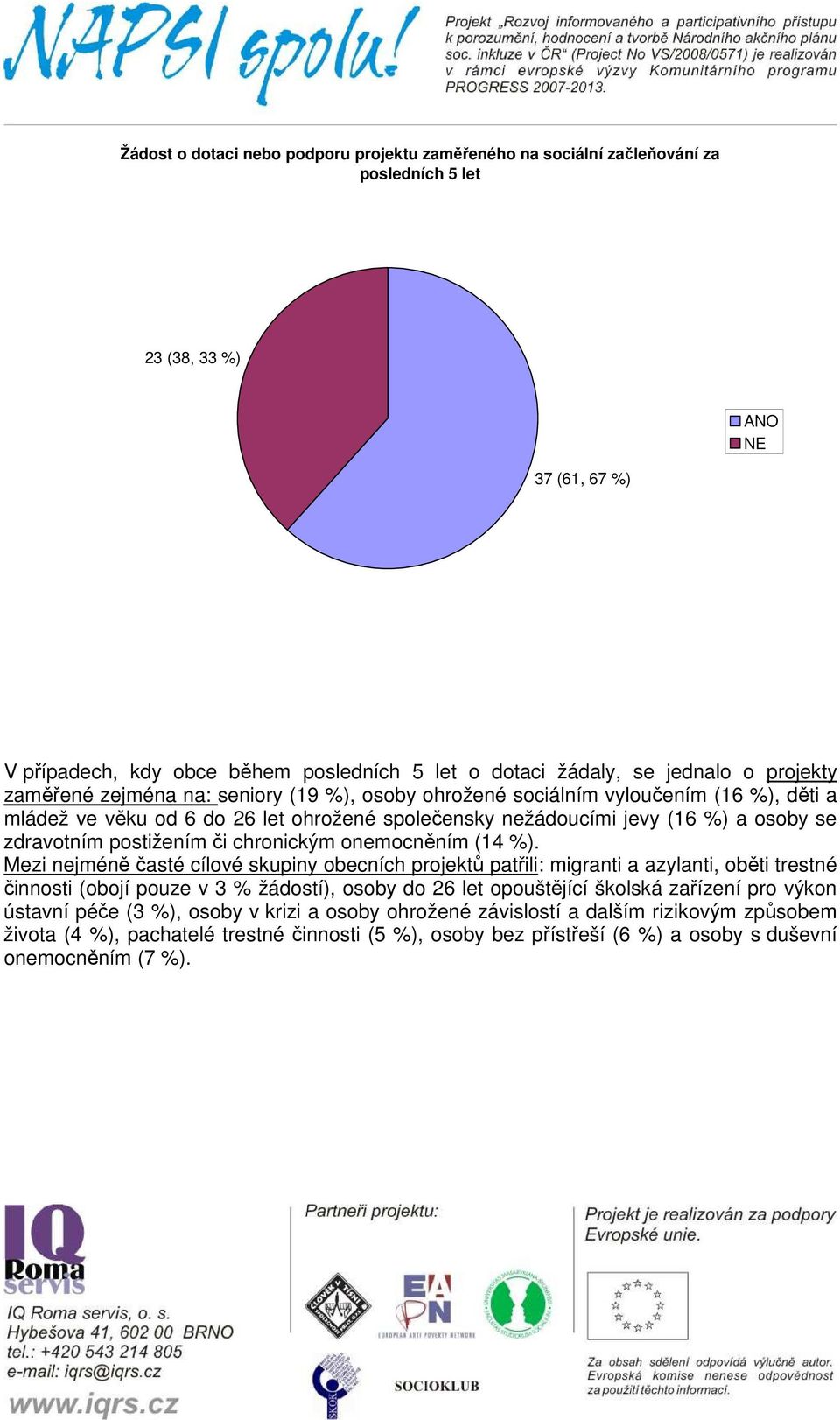 zdravotním postižením či chronickým onemocněním (14 %).