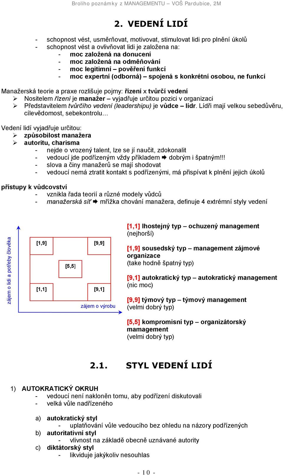 Nositelem řízení je manažer vyjadřuje určitou pozici v organizaci! Představitelem tvůrčího vedení (leadershipu) je vůdce lídr.