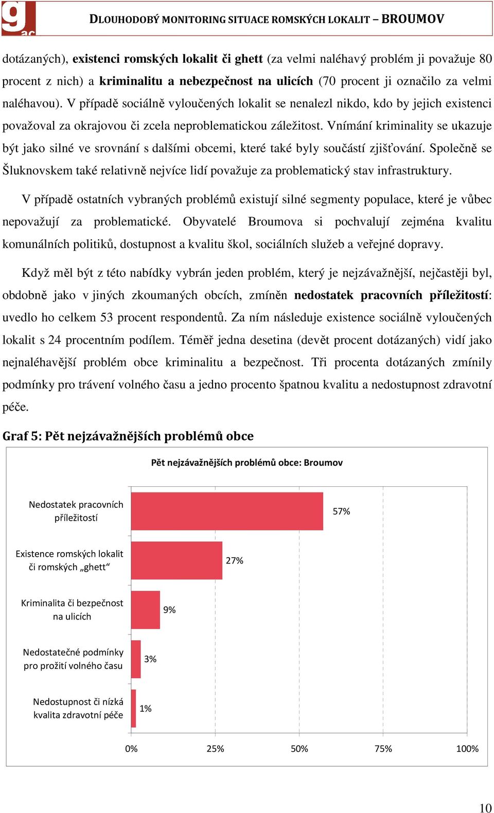 Vnímání kriminality se ukazuje být jako silné ve srovnání s dalšími obcemi, které také byly součástí zjišťování.