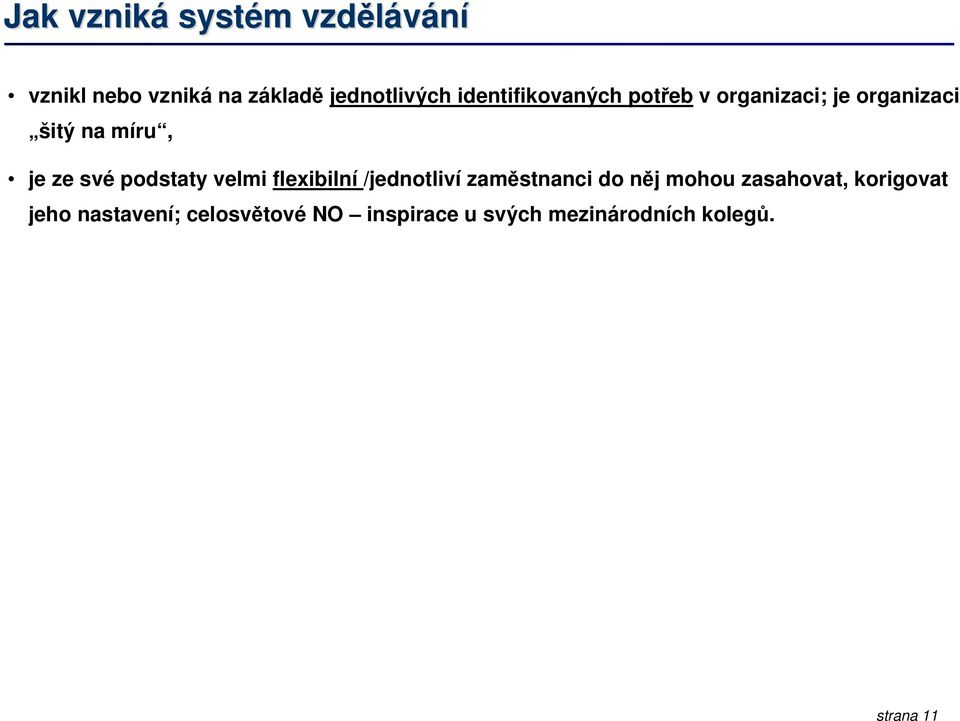 podstaty velmi flexibilní /jednotliví zaměstnanci do něj mohou zasahovat,