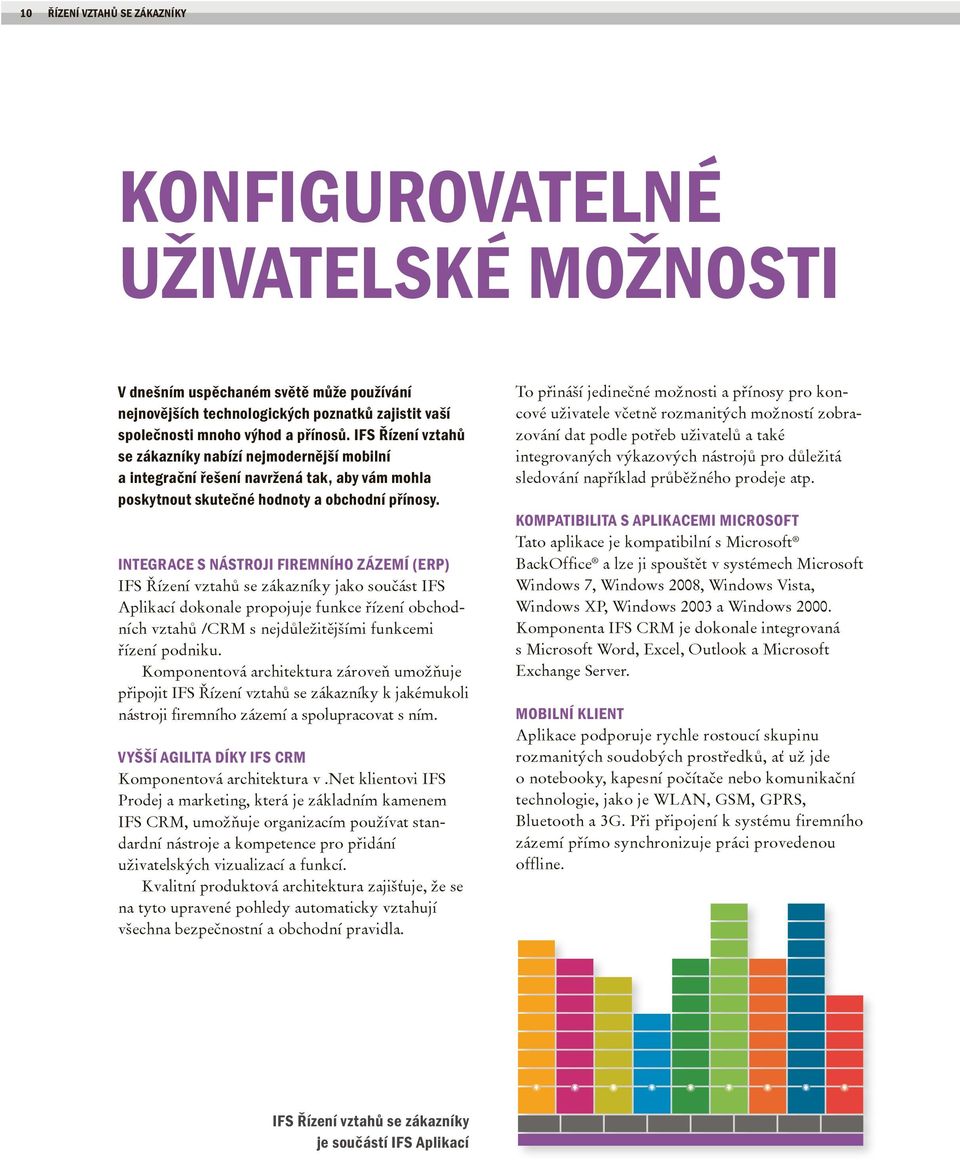 IntEGrAcE S nástroji FIrEMnÍHo ZÁZEMÍ (Erp) IFS Řízení vztahů se zákazníky jako součást IFS Aplikací dokonale propojuje funkce řízení obchodních vztahů /CRM s nejdůležitějšími funkcemi řízení podniku.