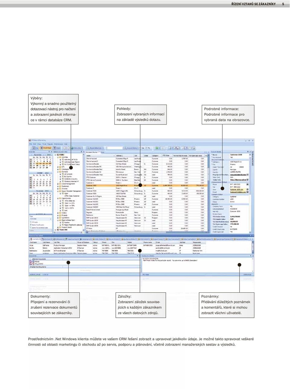 Dokumenty: Připojení a rezervování či zrušení rezervace dokumentů souvisejících se zákazníky. Záložky: Zobrazení záložek souvisejících s každým zákazníkem ze všech datových zdrojů.