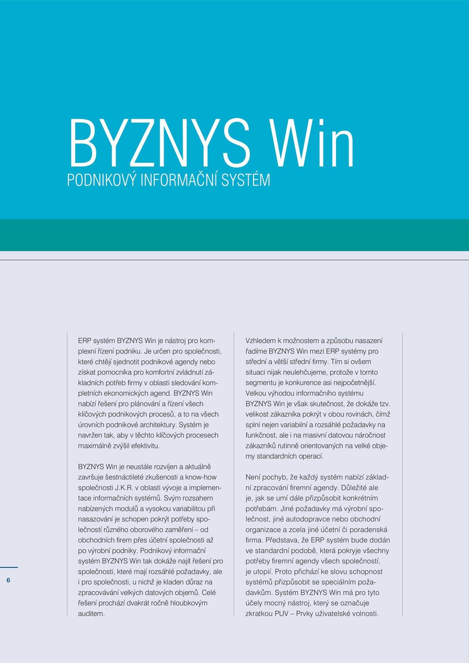 BYZNYS Win nabízí řešení pro plánování a řízení všech klíčových podnikových procesů, a to na všech úrovních podnikové architektury.