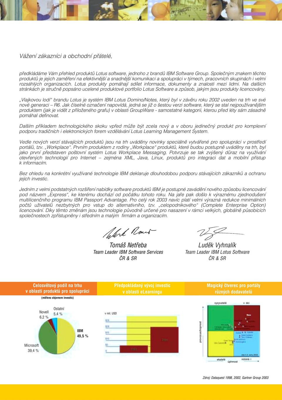 Lotus produkty pomáhají sdílet informace, dokumenty a znalosti mezi lidmi.