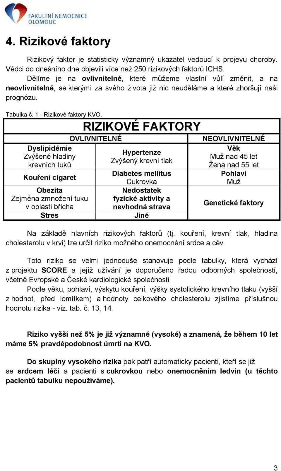 RIZIKOVÉ FAKTORY Dyslipidémie Zvýšené hladiny krevních tuků Kouření cigaret Obezita Zejména zmnožení tuku v oblasti břicha Stres OVLIVNITELNÉ Hypertenze Zvýšený krevní tlak Diabetes mellitus Cukrovka