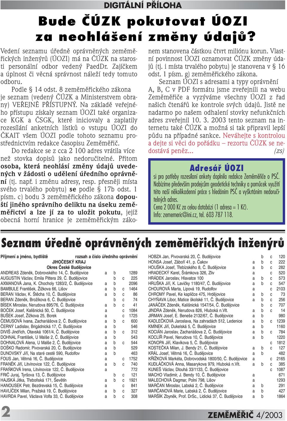 Na základû vefiejného pfiístupu získaly seznam ÚOZI také organizace KGK a âsgk, které iniciovaly a zaplatily rozesílání anketních lístkû o vstupu ÚOZI do âkait v em ÚOZI podle tohoto seznamu