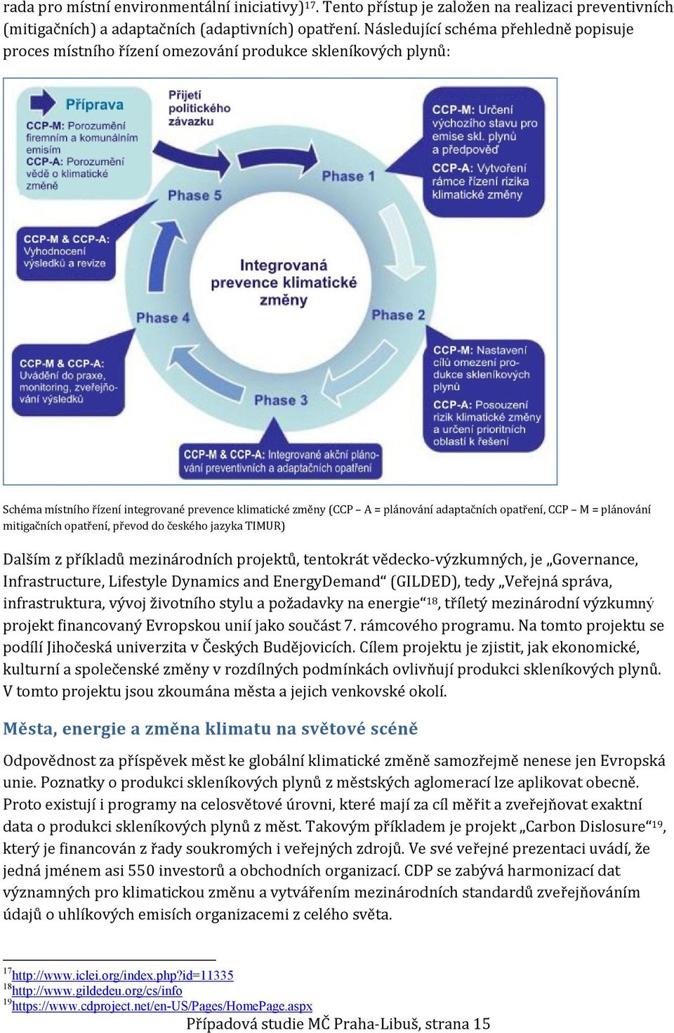 opatření, CCP M = plánování mitigačních opatření, převod do českého jazyka TIMUR) Dalším z příkladů mezinárodních projektů, tentokrát vědecko-výzkumných, je Governance, Infrastructure, Lifestyle